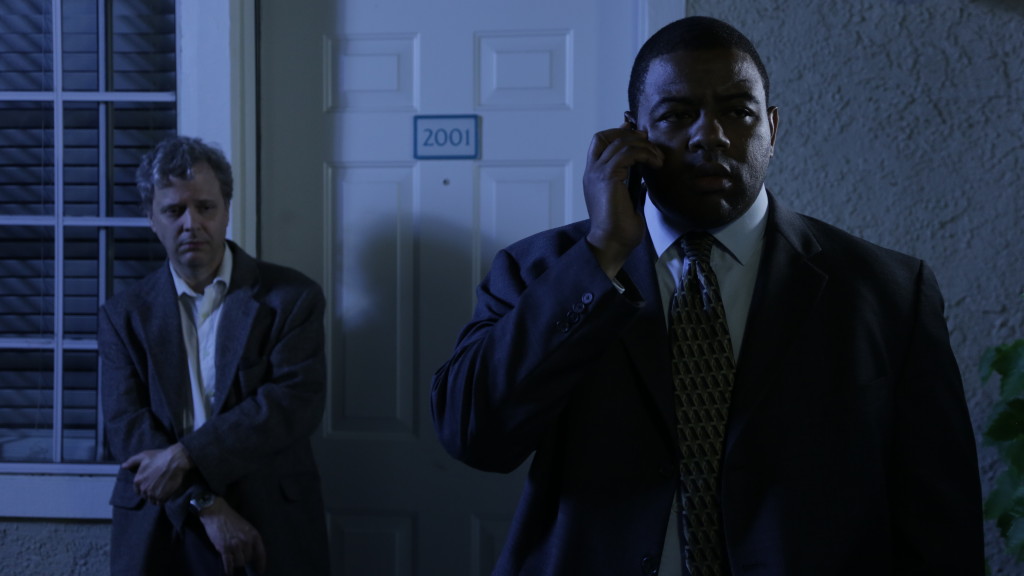 Mr. Neimano (Doug MachPherson) and Detective Kuchner (Keeshan Giles) get some disturbing news in Pirromount's "Rage of Innocence."