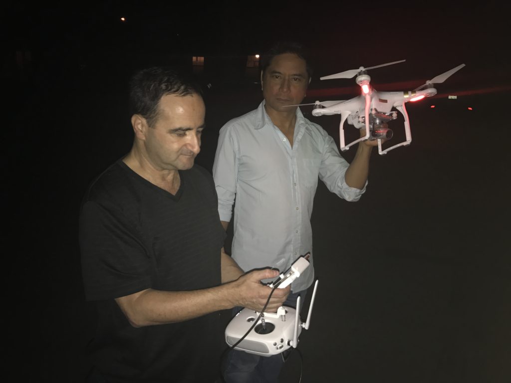 Bruce Heinsius and Ace Cruz operate a drone for Pirromount's Celluloid Soul.