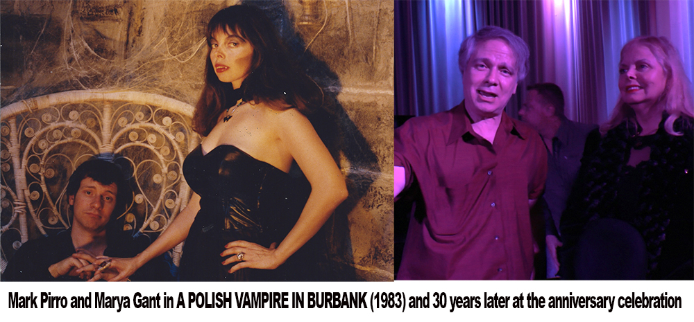 Actors Mark Pirro and Marya Gant on set of "A Polish Vampire in Burbank" (1983) and at the 30 year reunion party (2013)