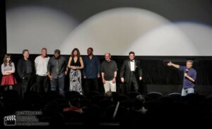Director Mark Pirro (right) introducing cast of his film "Rage of Innocence."