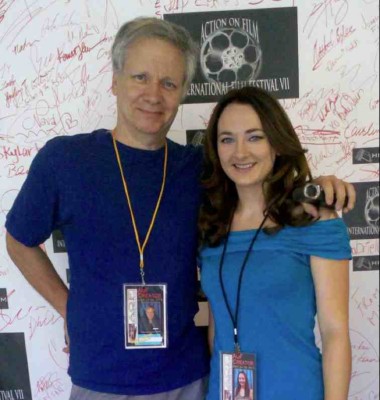 Filmmaker Mark Pirro and Actress Lauren Baldwin on the red carpet of the Action on Film Festival where "The God Complex" played.