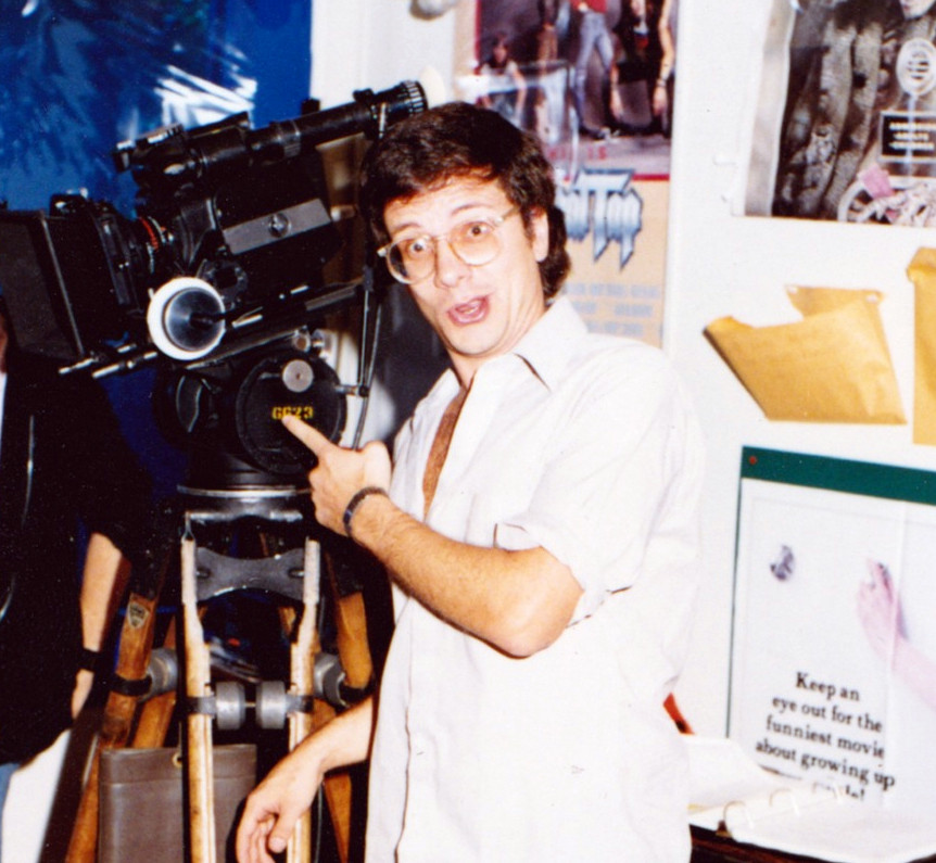 Filmmaker Mark Pirro on the set of his 1st 35mm film Deathrow Gameshow (1987)